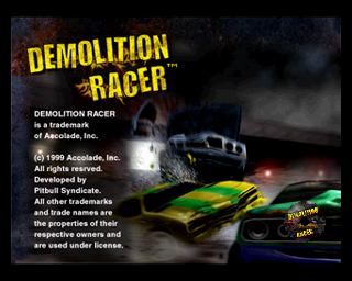 Demolition Racer title screen for Playstation